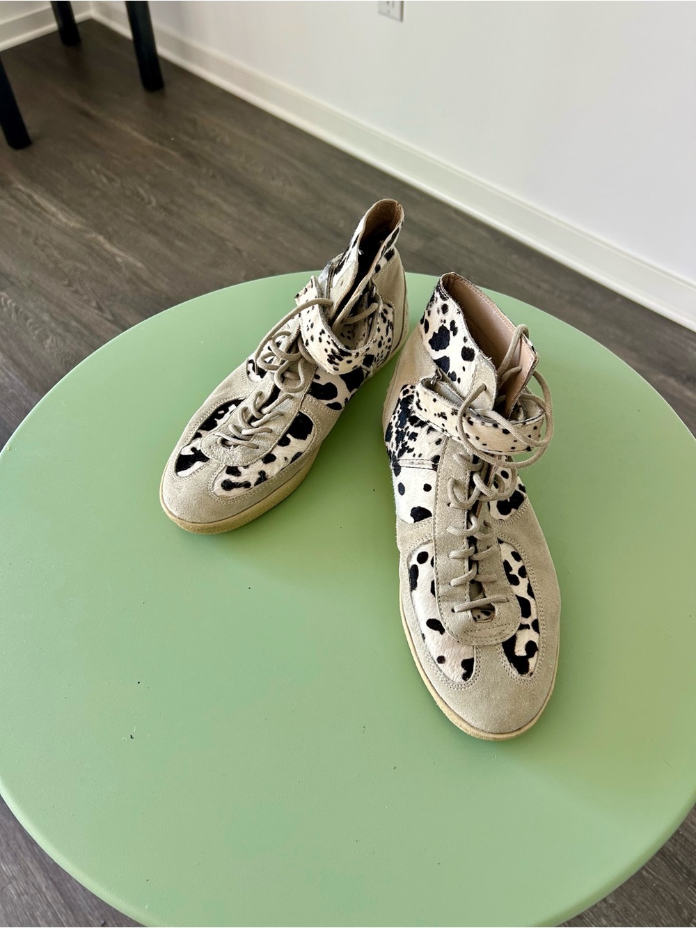 Authentic Burberry Beige Suede High-Top Sneakers. Size 36